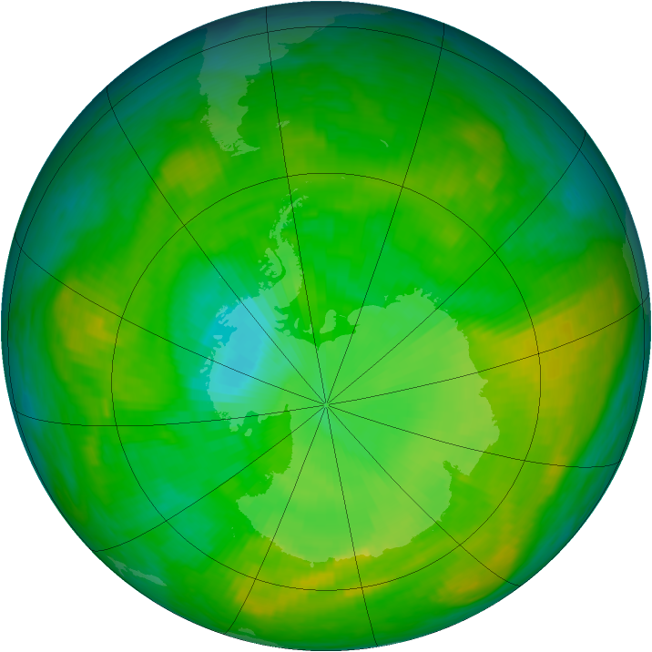 Antarctic ozone map for 06 January 1980